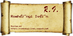 Romhányi Iván névjegykártya