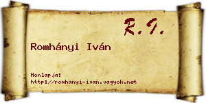 Romhányi Iván névjegykártya